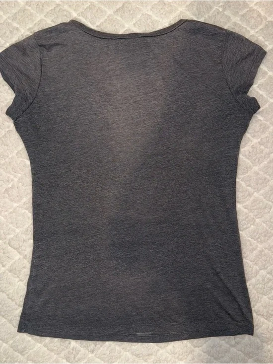 Roxy Charcoal V-Neck Tee with Multicolor Square Print - Picture 5 of 5